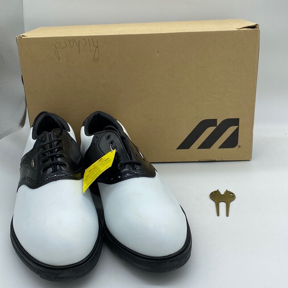Mizuno Other - NIB Mizuno Wave Professional Golf Golfing Shoes Spikes White Black Mens Size 9 M